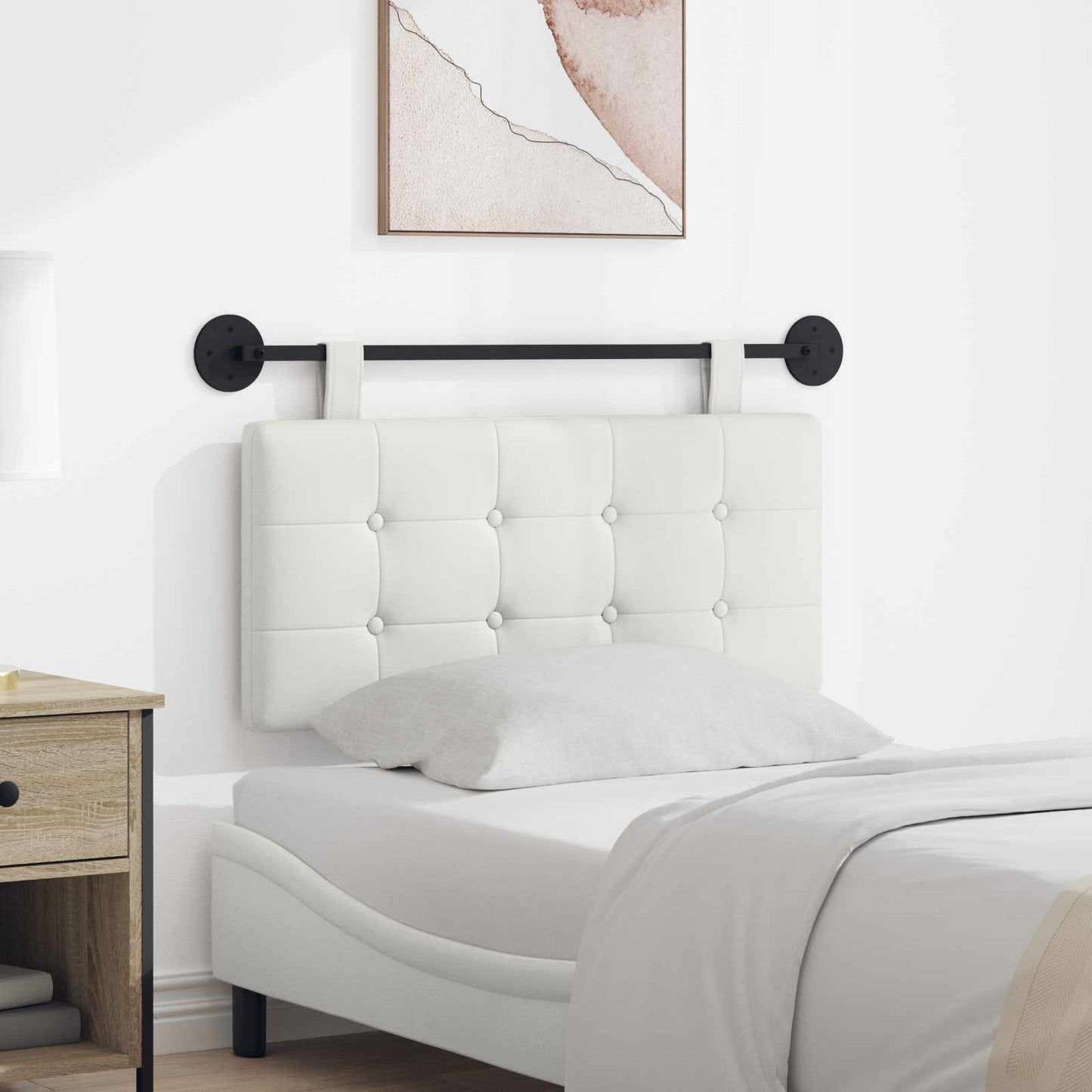 Testata appesa Bianco 100 x 55 x 5 cm Pelle Sintetica