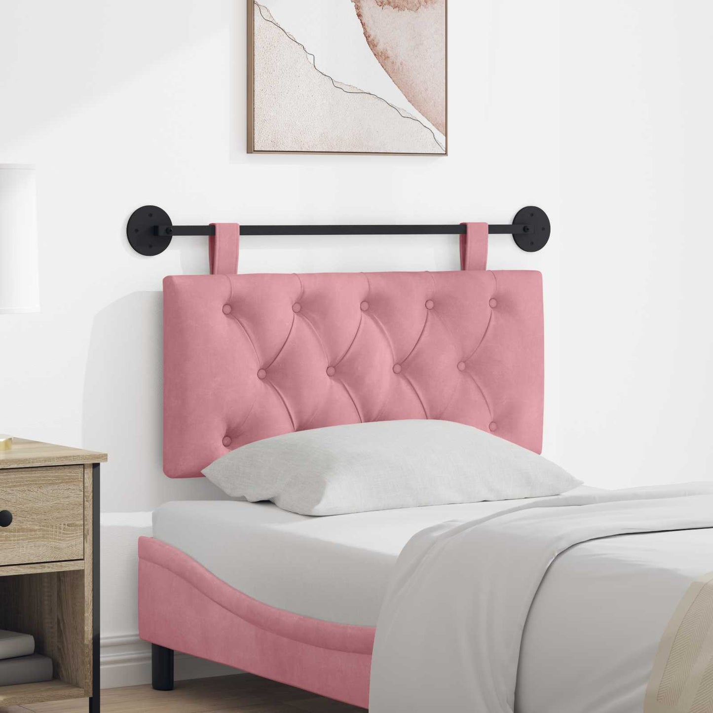 Testata appesa Montaggio a parete Rosa 90 x 55 x 7 cm Velluto