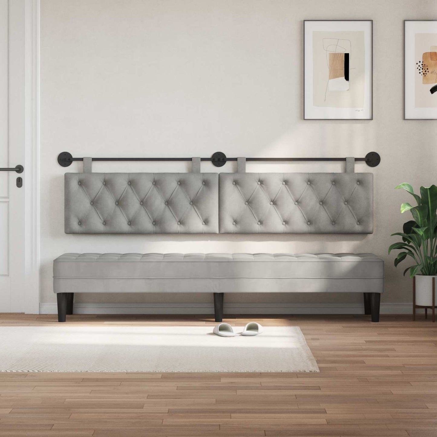 Testata appesa Grigio chiaro 210 x 55 x 7 cm Velluto