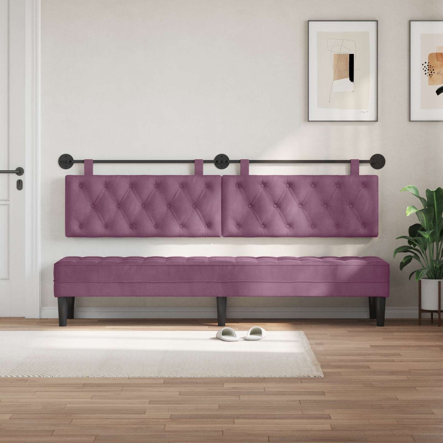 Testata appesa Montaggio a parete Viola 210 x 55 x 7 cm Velluto