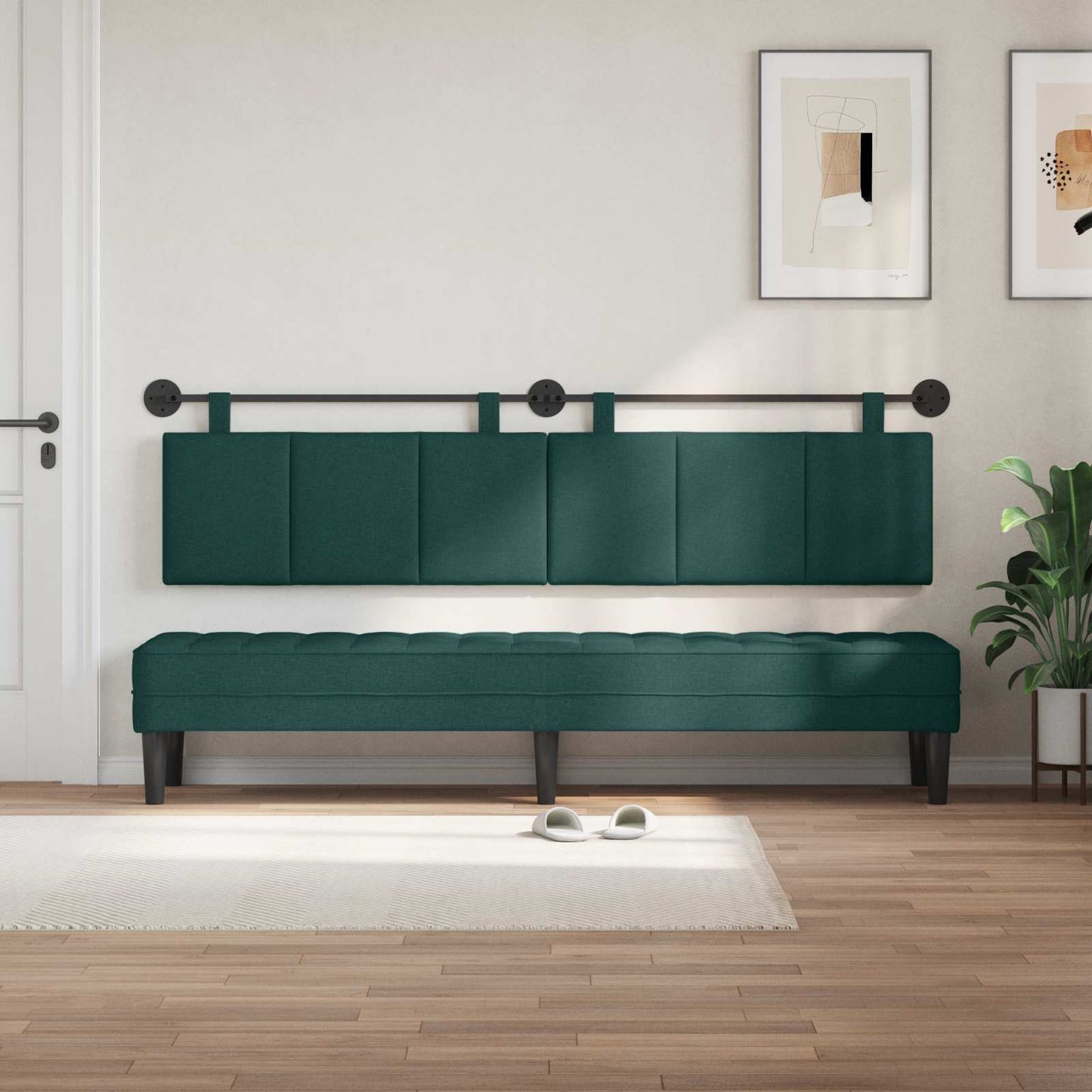 Testata appesa Rigato Verde Scuro 210 x 55 x 5 cm Tessuto