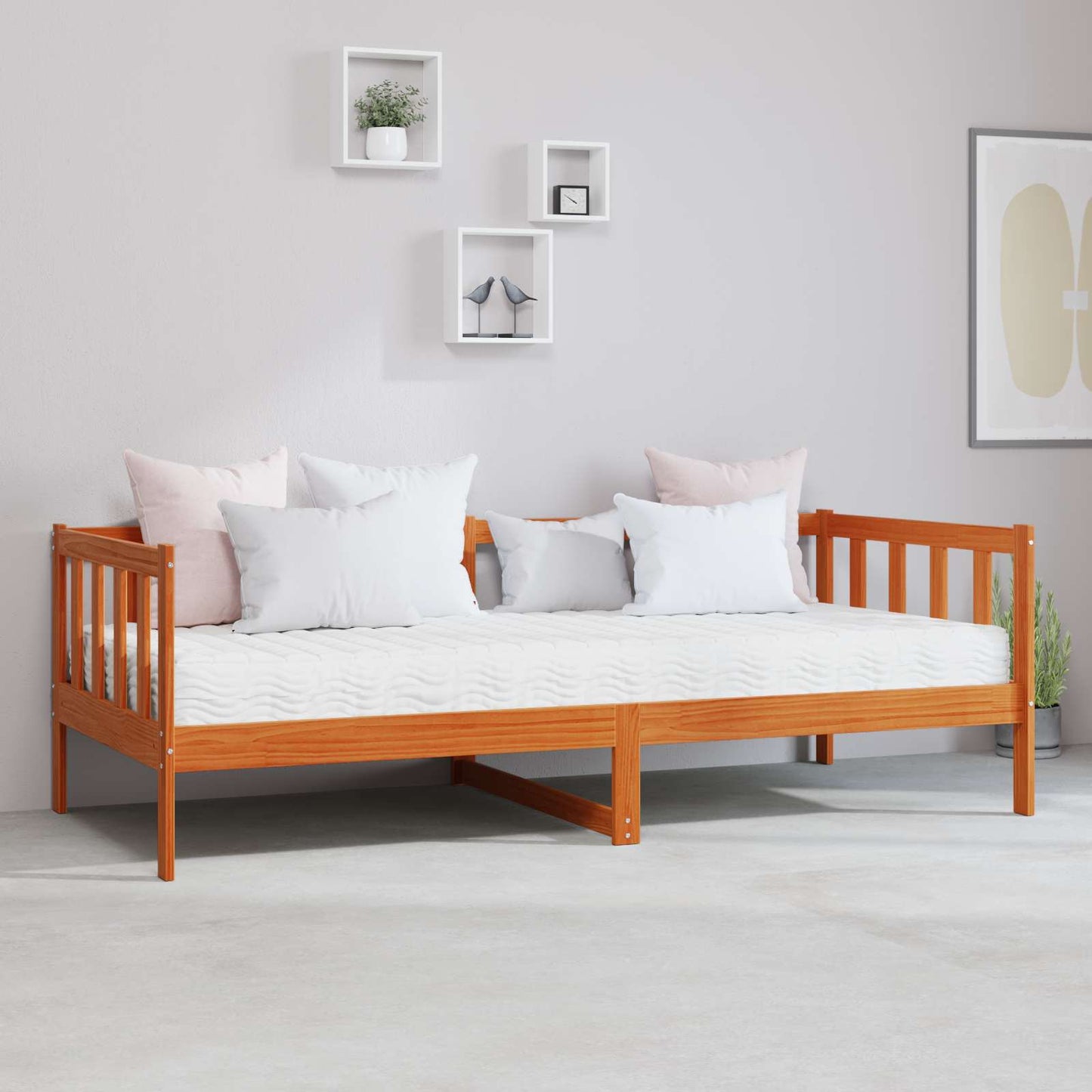 Letto Giorno con materasso Marrone Cera e Bianco 90 x 200 cm