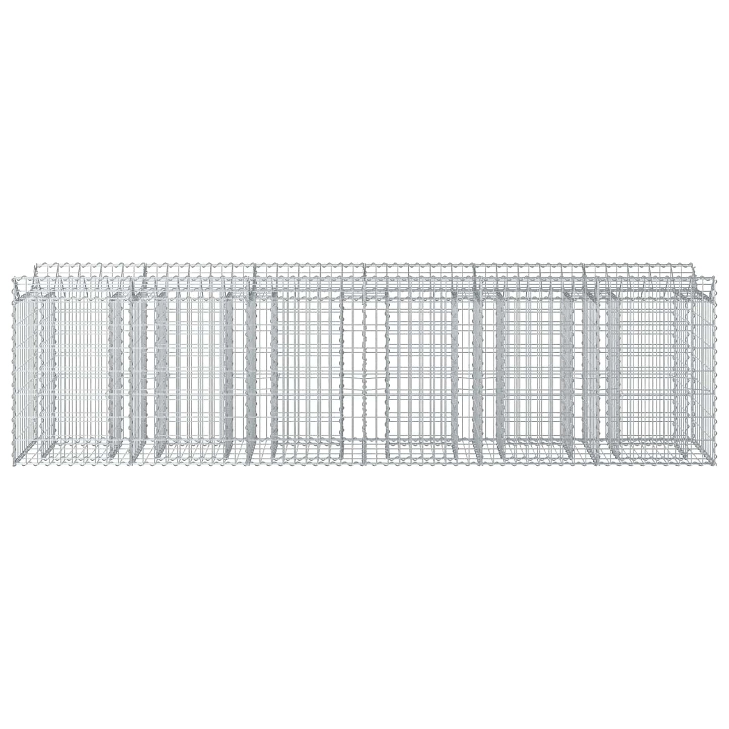 Letto rialzato in gabbione 2 pcs Argento 300 x 50 x 80 cm