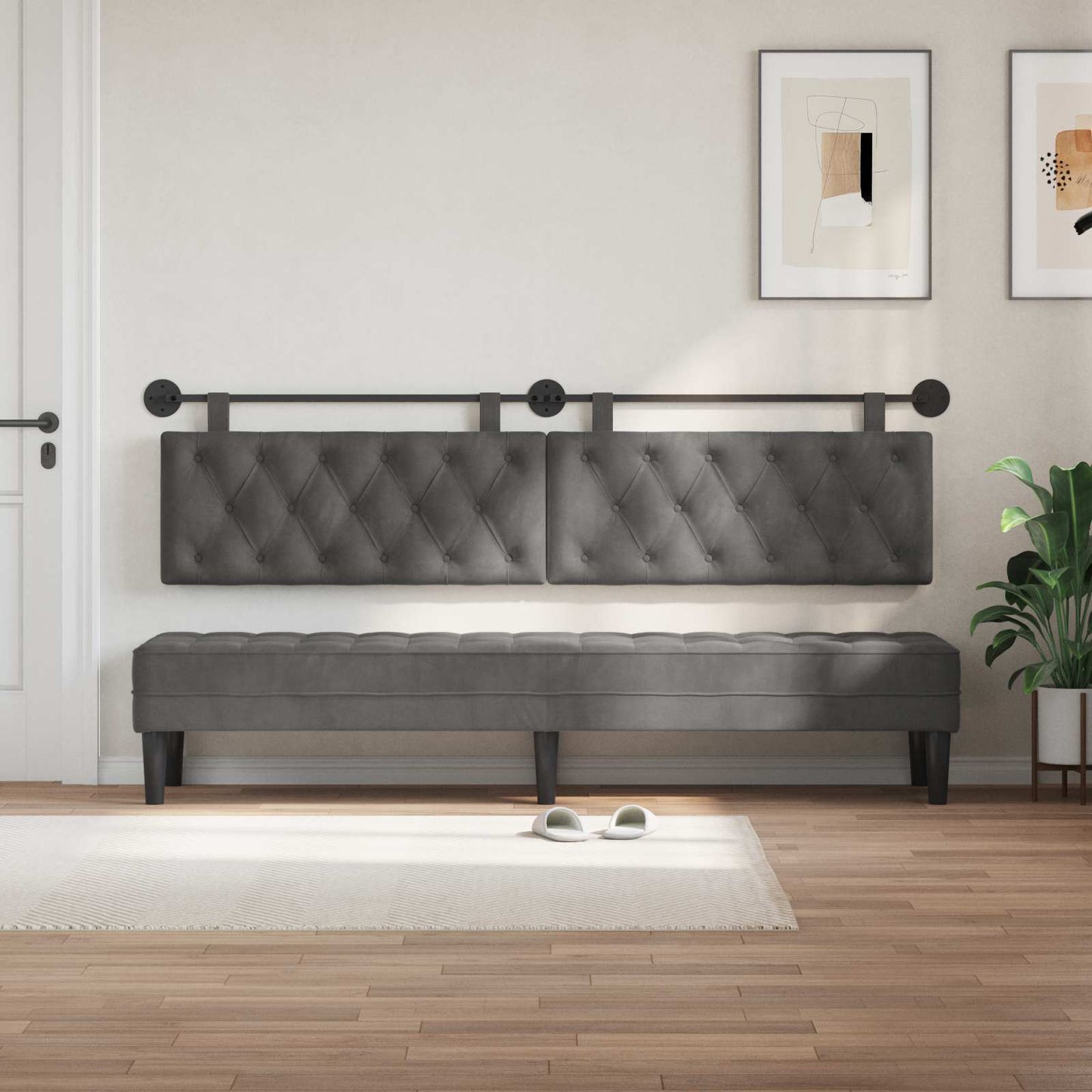 Testata appesa Grigio scuro 210 x 55 x 7 cm Velluto