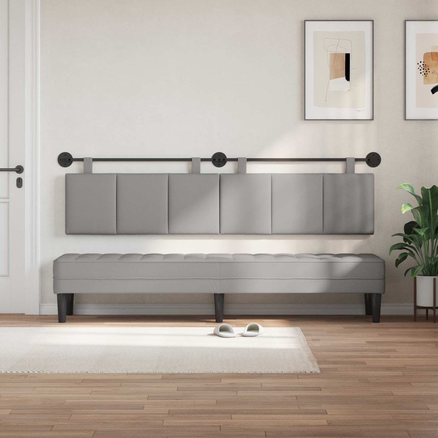Testata appesa Rigato Grigio Nuvola 210 x 55 x 5 cm Tessuto
