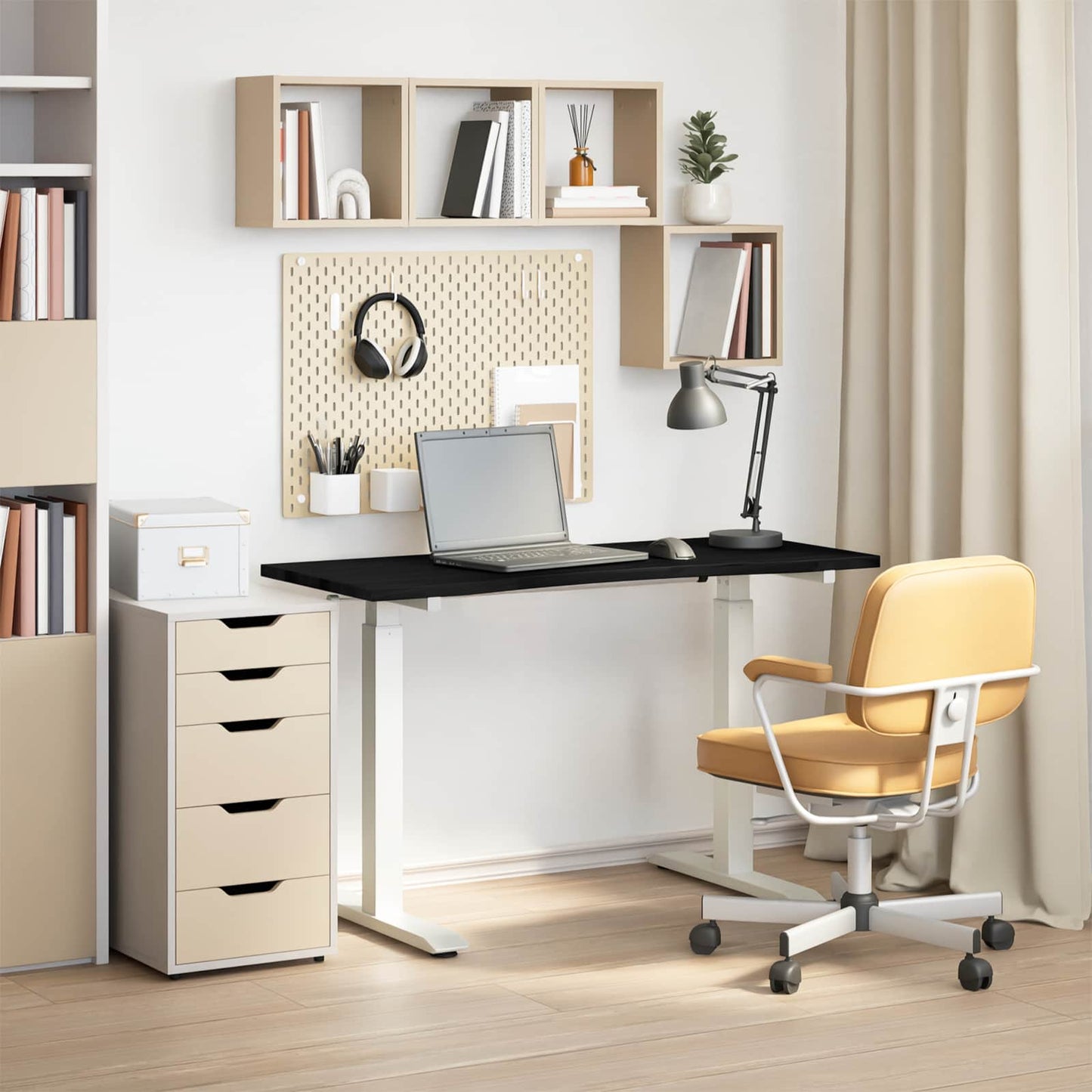 Scrivania con archiviazione Bianco e Marrone Scuro 120 x 60 cm