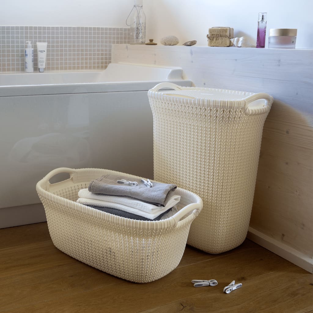 Curver Cesto Portabiancheria Knit 40 L Bianco Crema