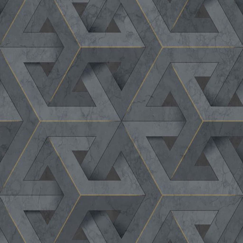 DUTCH WALLCOVERINGS Carta da Parati Onyx Antracite e Oro