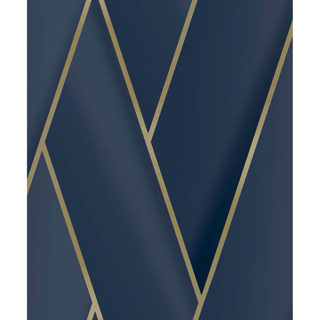 DUTCH WALLCOVERINGS Carta da Parati Geometric Blu e Oro
