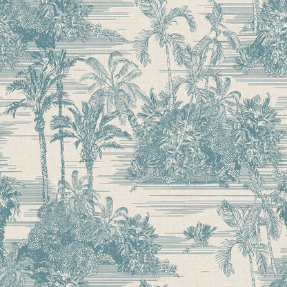 DUTCH WALLCOVERINGS Carta da Parati "Tropical" Beige e Azzurro Chiaro