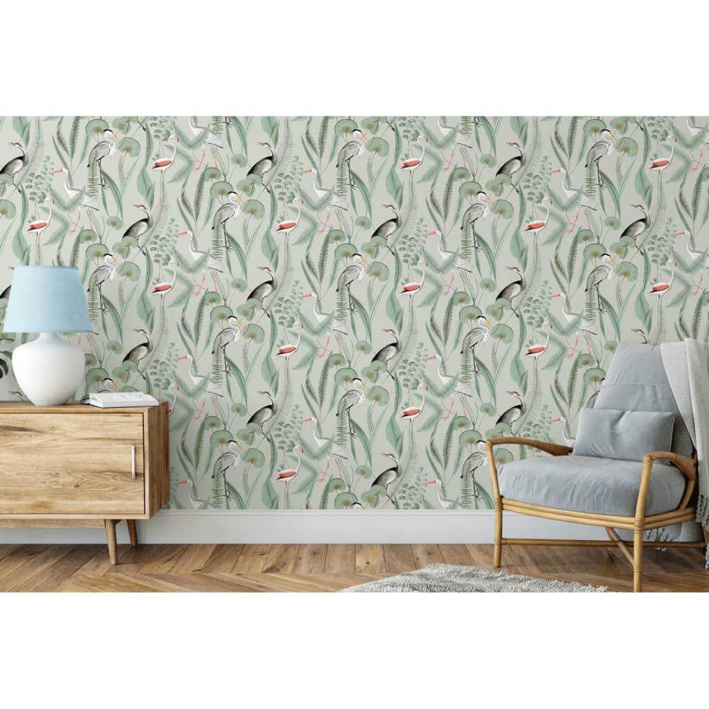 DUTCH WALLCOVERINGS Carta da Parati "Flamingo" Menta
