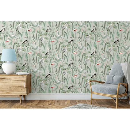 DUTCH WALLCOVERINGS Carta da Parati "Flamingo" Menta