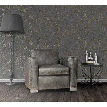 DUTCH WALLCOVERINGS Carta da Parati Motivo Marmo Nero e Oro