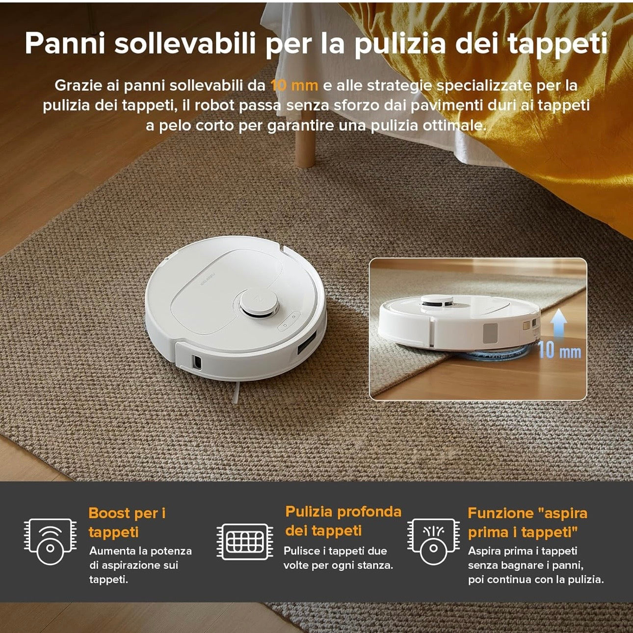 Roborock QV 35A Robot Aspirapolvere 8000Pa Lavapavimenti Stazione All-in-One