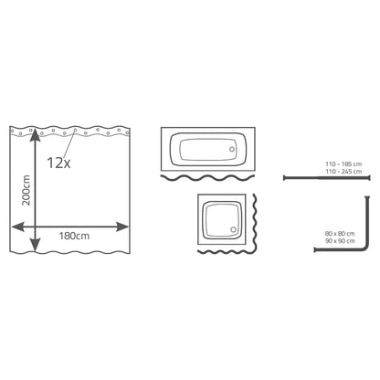RIDDER Tenda da Doccia Oriental 180x200 cm