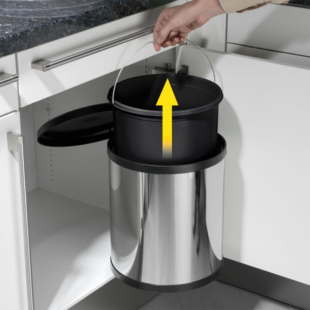 Hailo Pattumiera da Dispensa Compact-Box Taglia M 15 L Acciaio Inox 3555-101