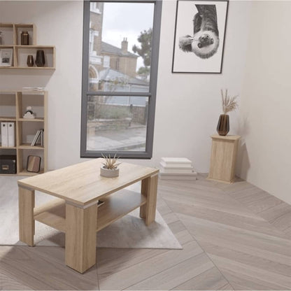 FMD Tavolino da Caffè con Mensola 100x60x46 cm Rovere