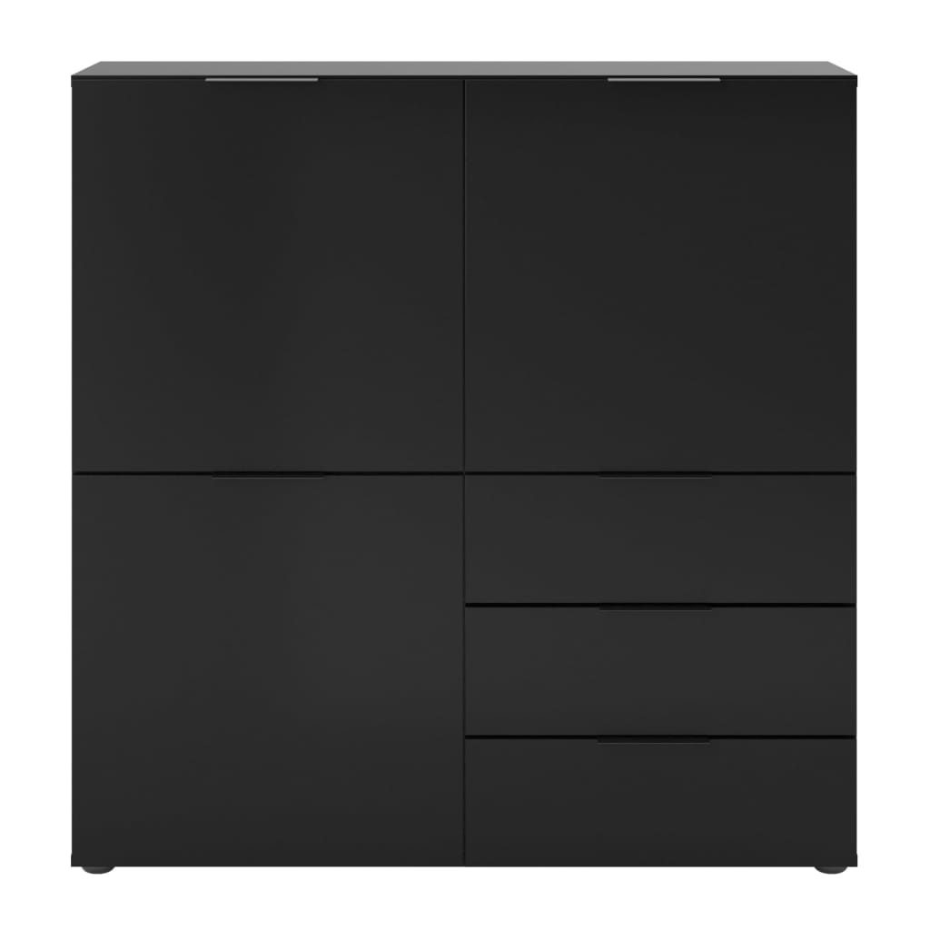 FMD Credenza con 3 Ante e 3 Cassetti Nero