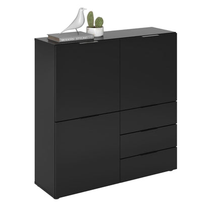 FMD Credenza con 3 Ante e 3 Cassetti Nero