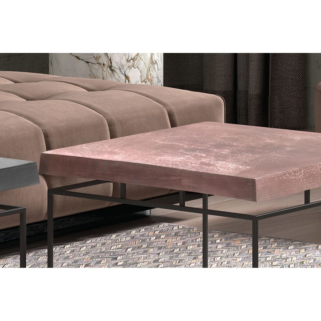 Rousseau Set Tavolini da Salotto 2 pz Aron in Metallo Grigio e Ruggine