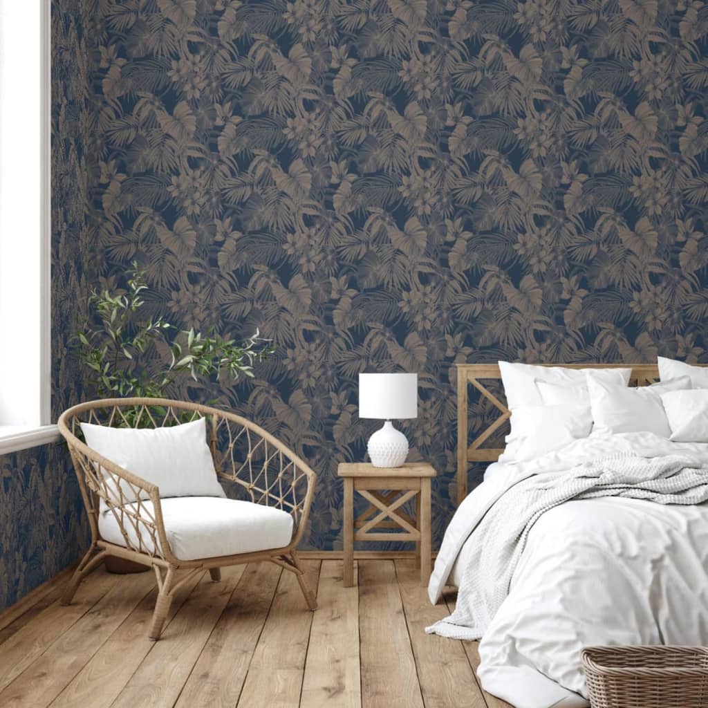 DUTCH WALLCOVERINGS Carta da Parati Joelle in Argento e Blu