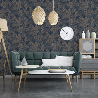 DUTCH WALLCOVERINGS Carta da Parati Joelle in Argento e Blu