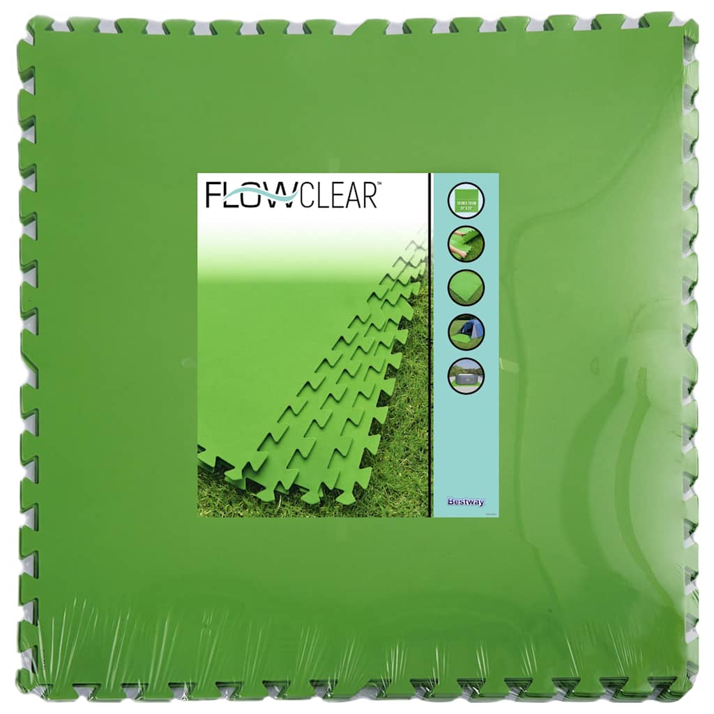 Bestway Protezioni Pavimento Flowclear 9 pz Verdi 5,47 mÂ²