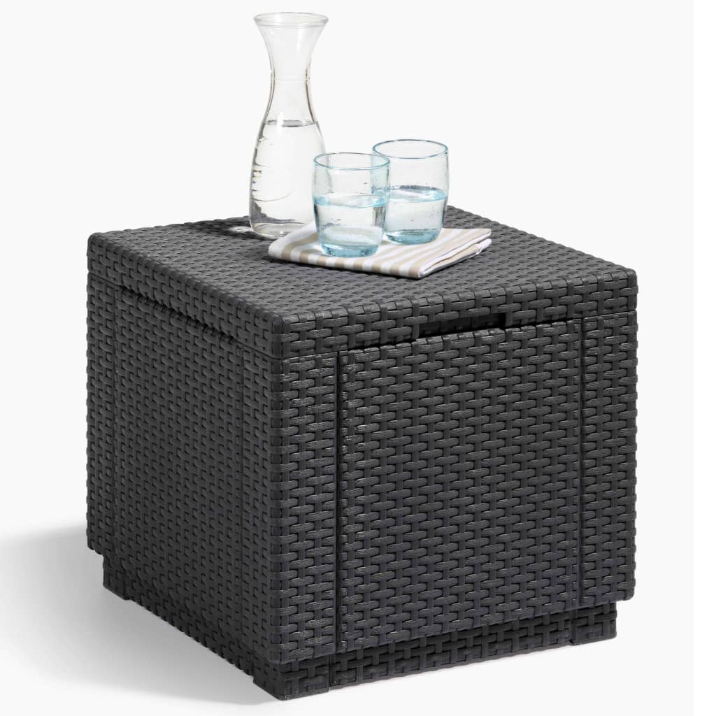 Keter Cubo Pouf Portaoggetti Grafite 213816