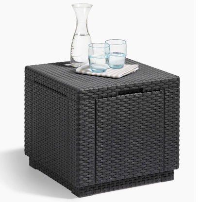 Keter Cubo Pouf Portaoggetti Grafite 213816