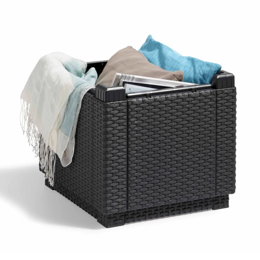 Keter Cubo Pouf Portaoggetti Grafite 213816