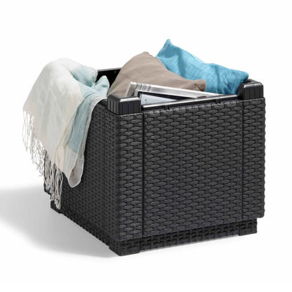 Keter Cubo Pouf Portaoggetti Grafite 213816