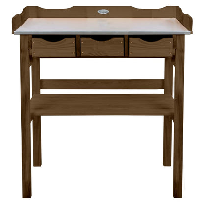 Esschert Design Tavolo da Invasatura con Cassetti Marrone