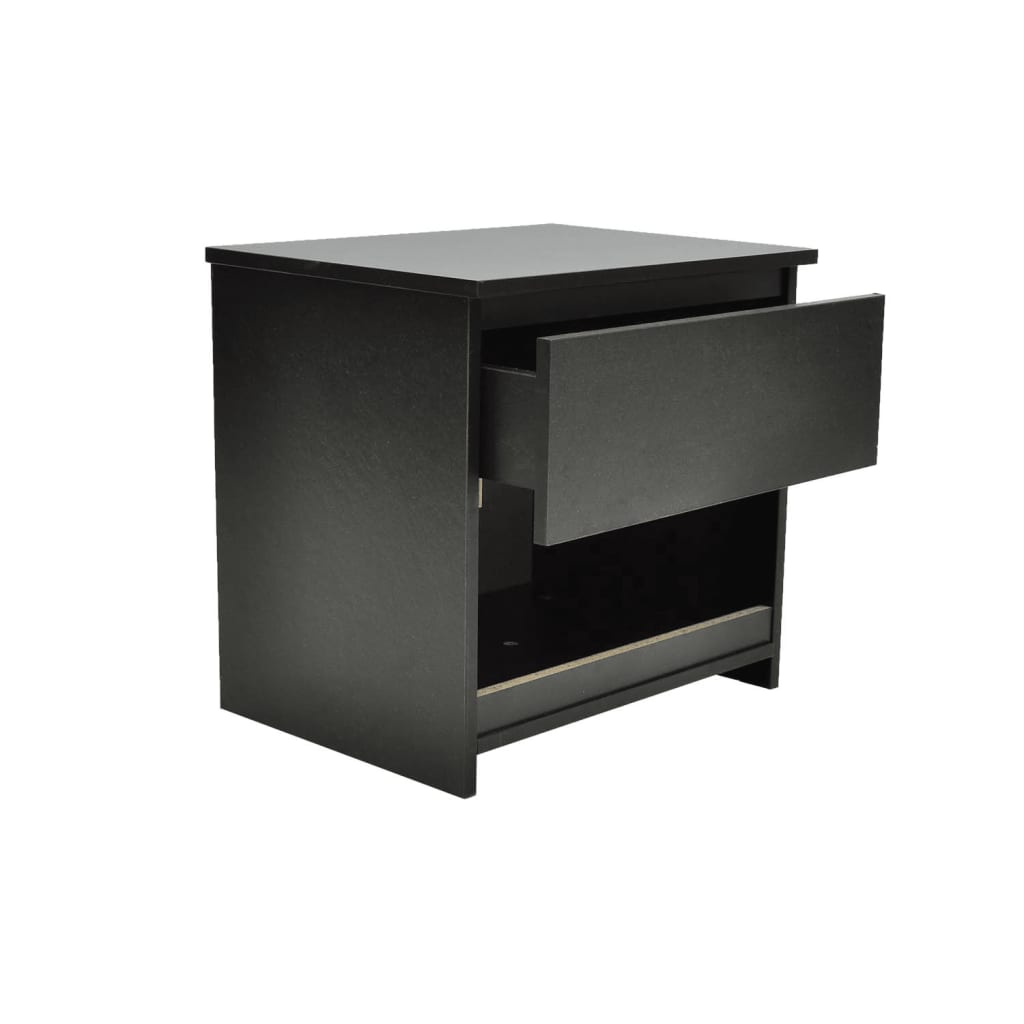 Set Comodini 2 pz con 1 Cassetto Nero