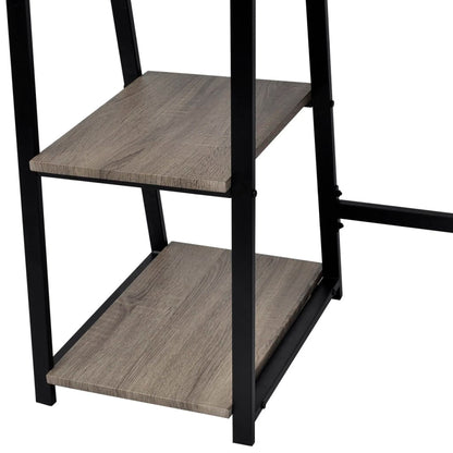 Scrivania con 2 Ripiani Grigio e Rovere