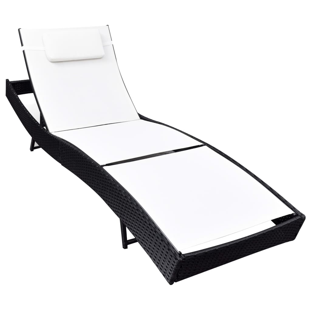 Lettino Prendisole in Polyrattan Nero