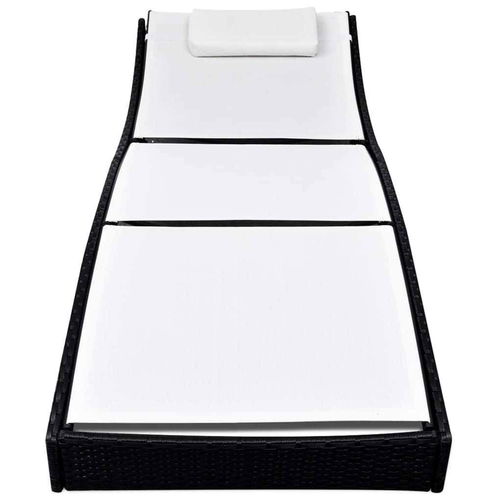 Lettino Prendisole in Polyrattan Nero