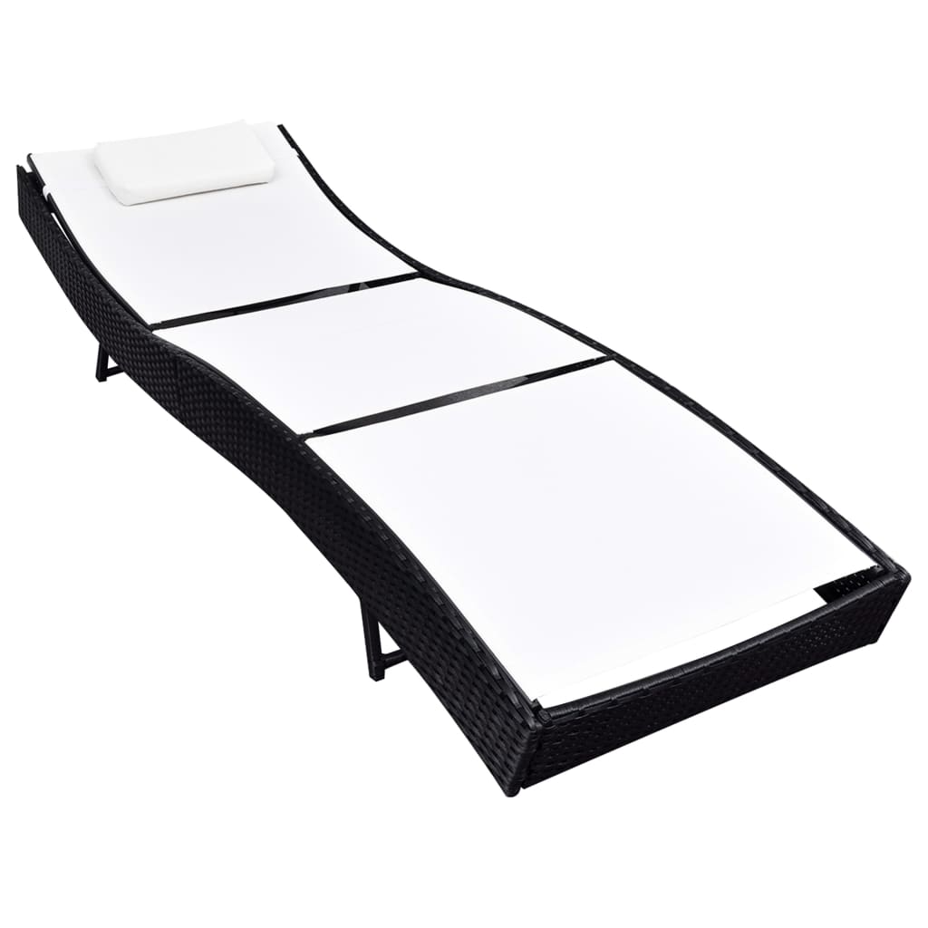 Lettino Prendisole in Polyrattan Nero