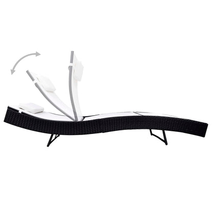 Lettino Prendisole in Polyrattan Nero