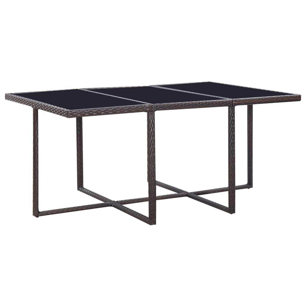 Set da Pranzo da Giardino 11 pz con Cuscini Polyrattan Marrone