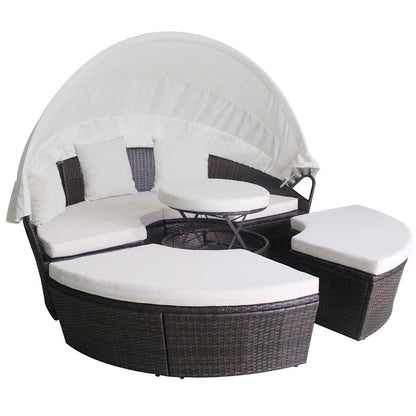 Letti da giardino con cuscino Marrone Poly Rattan