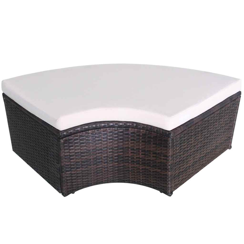 Letti da giardino con cuscino Marrone Poly Rattan