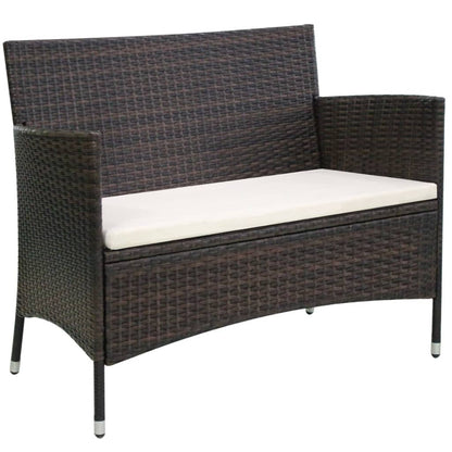 Panchina da Giardino 106 cm in Polyrattan Marrone