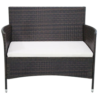 Panchina da Giardino 106 cm in Polyrattan Marrone