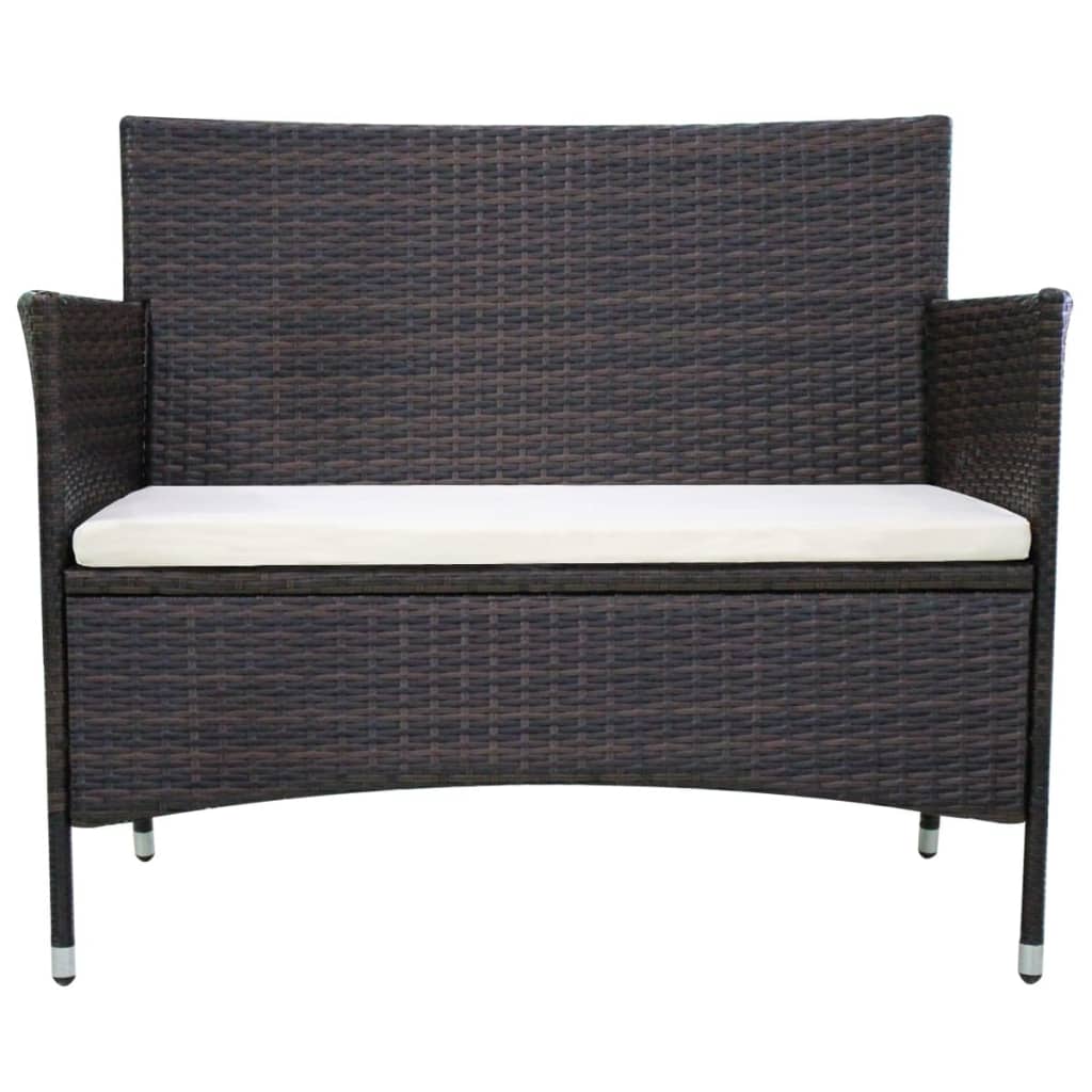 Panchina da Giardino 106 cm in Polyrattan Marrone