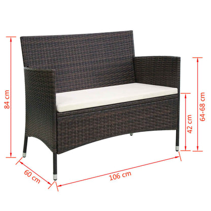 Panchina da Giardino 106 cm in Polyrattan Marrone