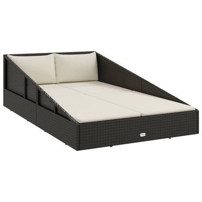 Lettino da Giardino Nero 110x200 cm in Polyrattan