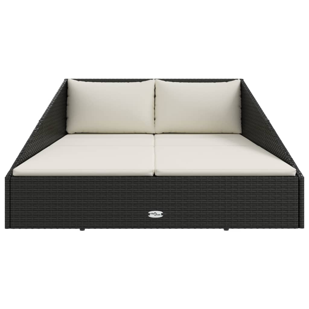 Lettino da Giardino Nero 110x200 cm in Polyrattan