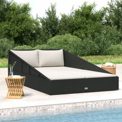 Lettino da Giardino Nero 110x200 cm in Polyrattan