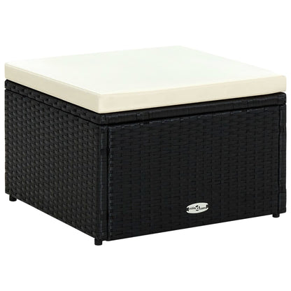 Poggiapiedi Ottomana in Polyrattan 53x53x30 cm Nero