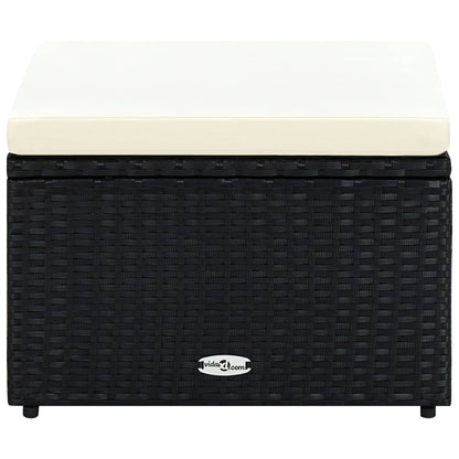 Poggiapiedi Ottomana in Polyrattan 53x53x30 cm Nero